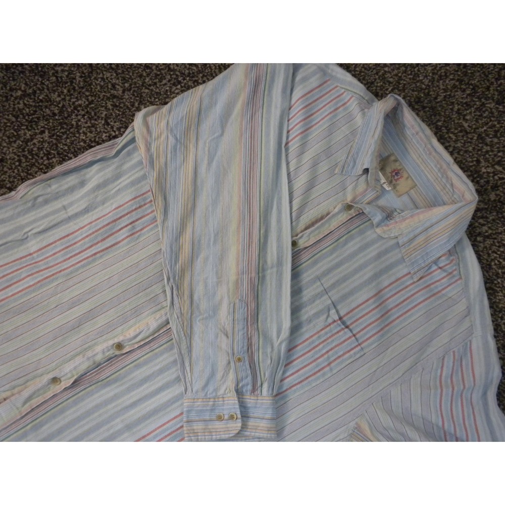 The Territory Ahead Shirt Mens XXL Blue Striped Button Up Bohemian Long Sleeve‎
